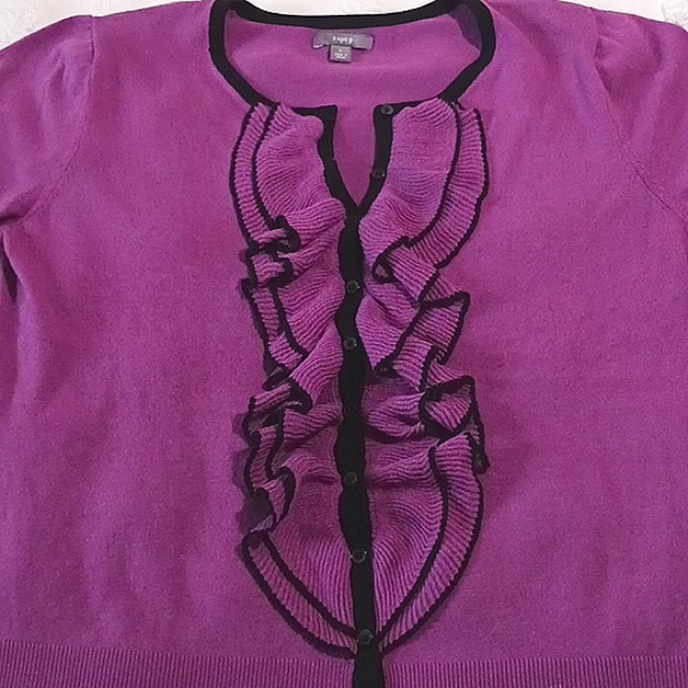 Apt.9 Ruffle Design Button Down Sweater L - image 2